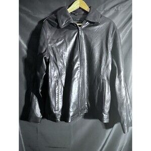 Brandini Men's Black Leather Coat Jacket Medium M Matrix Minimalist